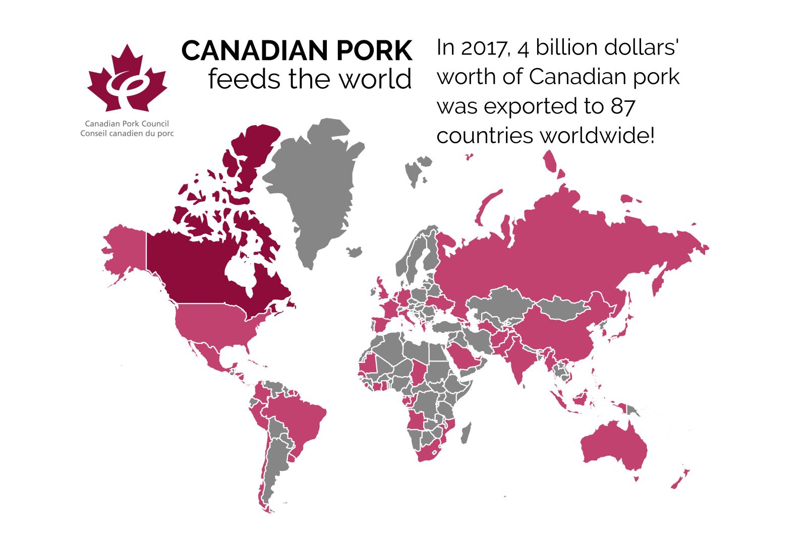 map canadian pork exports countries 2017